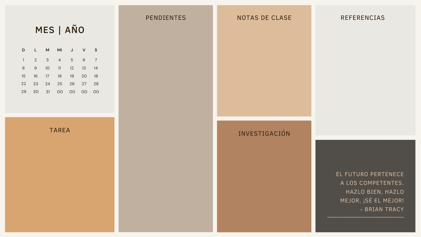 Fondo de Pantalla de Escritorio de Educación / Estudiantil en Marrón Gris estilo Bloques Simples