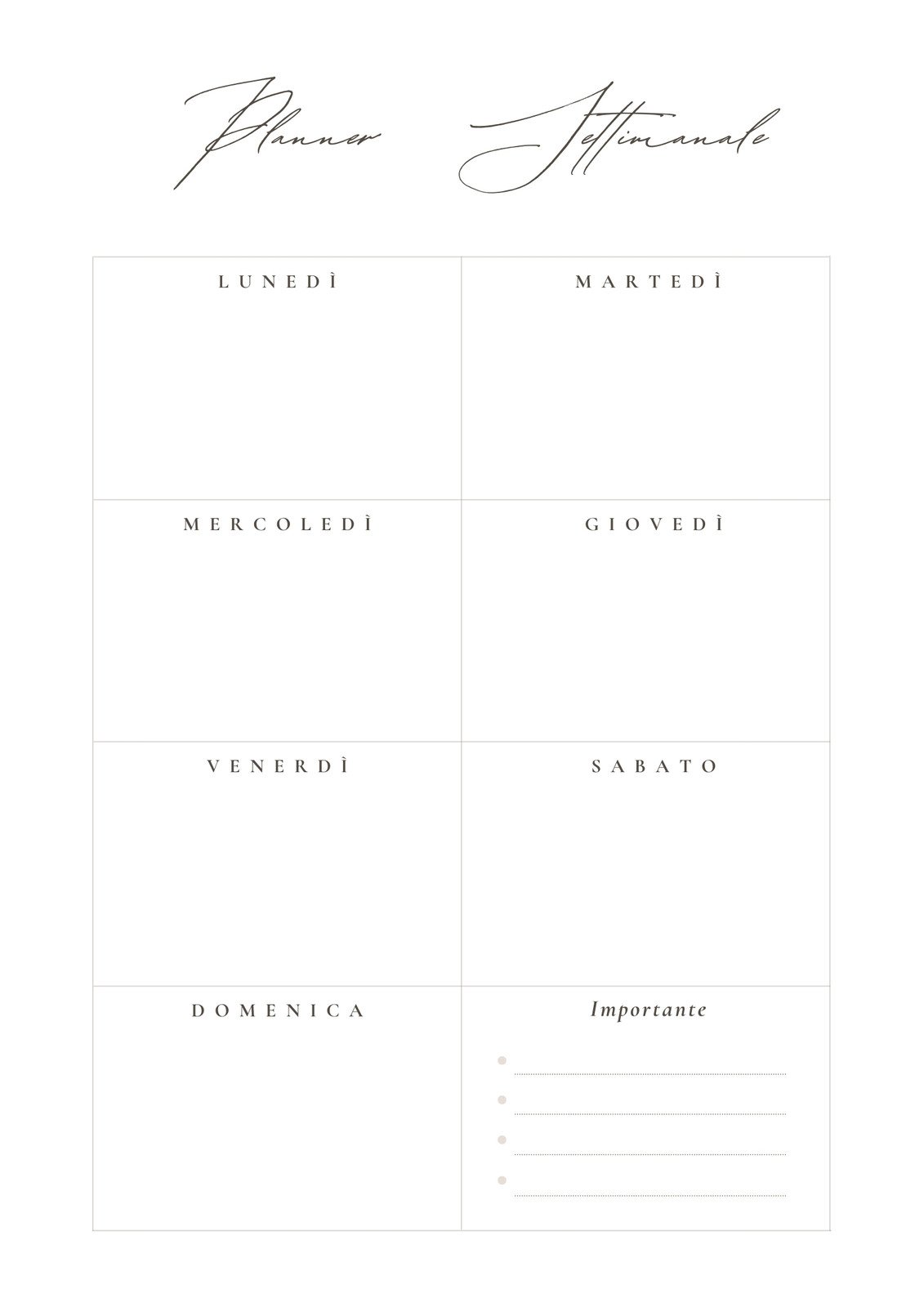 Bianco Minimalista Semplice Planner