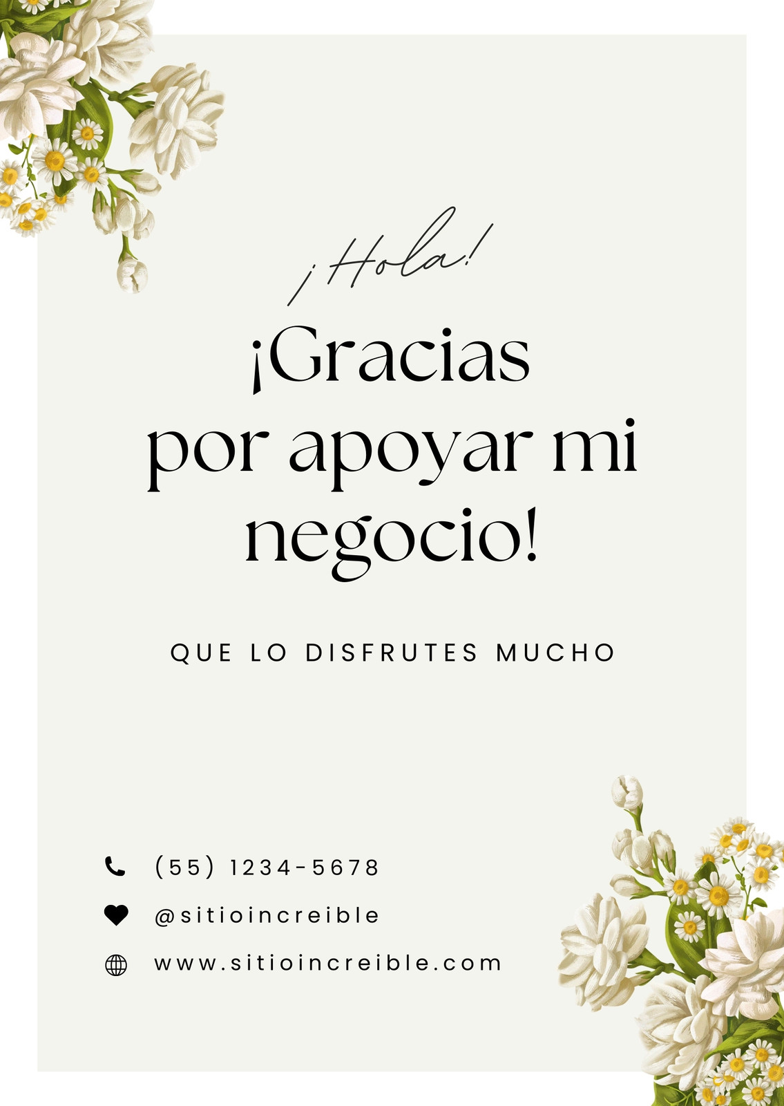 Tarjeta Vertical Gracias por Comprar Apoyo Emprendimiento Minimalista Rosa