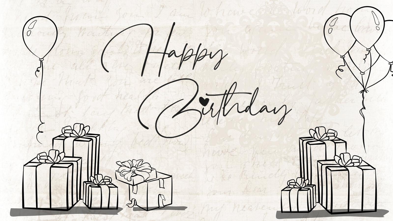 Black and White Drawing Birthday Group Greeting Card