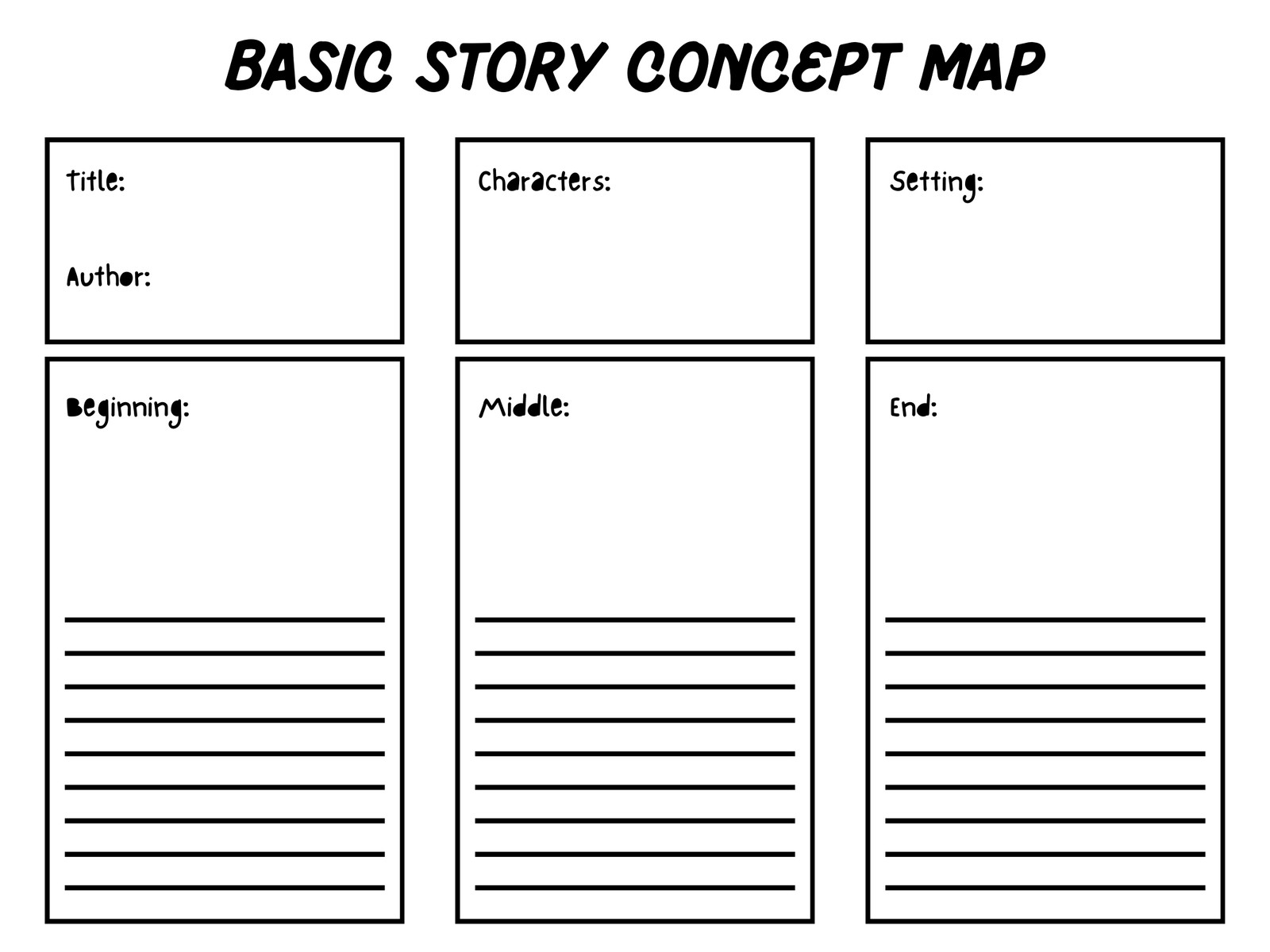 Black and White Basic Story Concept Map
