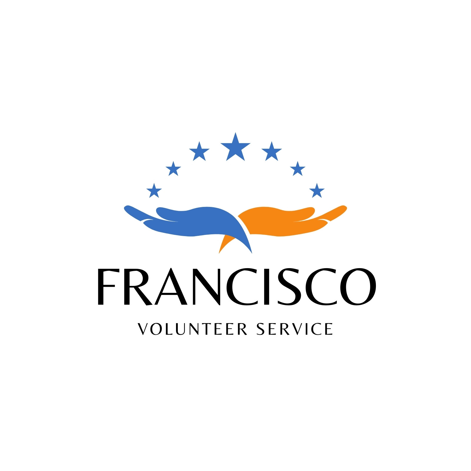 Blue and Orange Modern Volunteer Service Logo