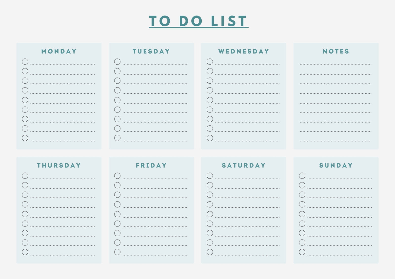 Blue Minimalist To Do List A4 Document