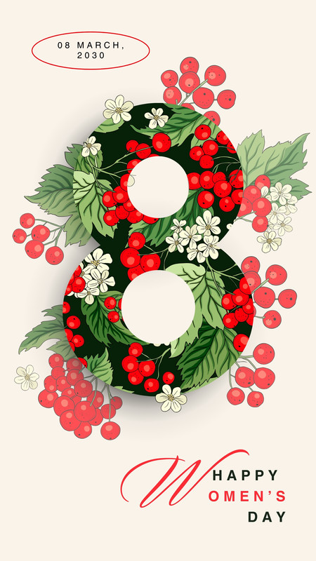 Floral Retro Animated Happy Women's Day Instagram Story Canva template, red
