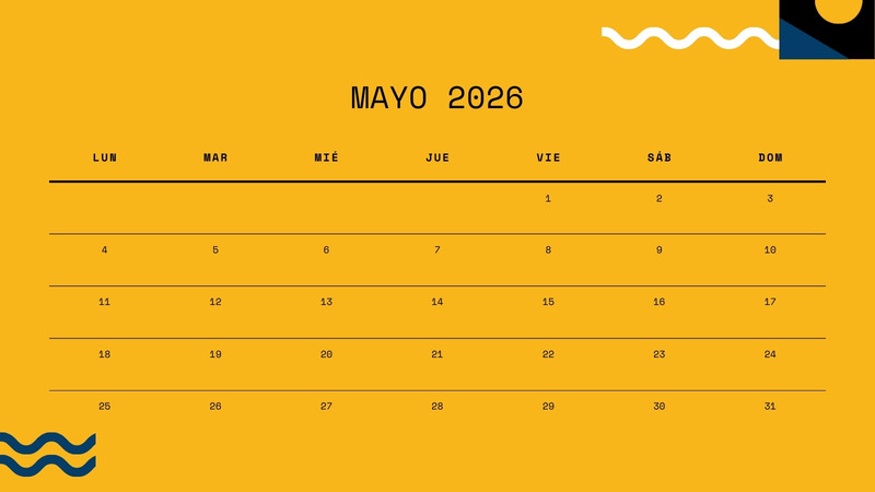 Calendarios de mayo 2026 para imprimir - Plantillas | Canva
