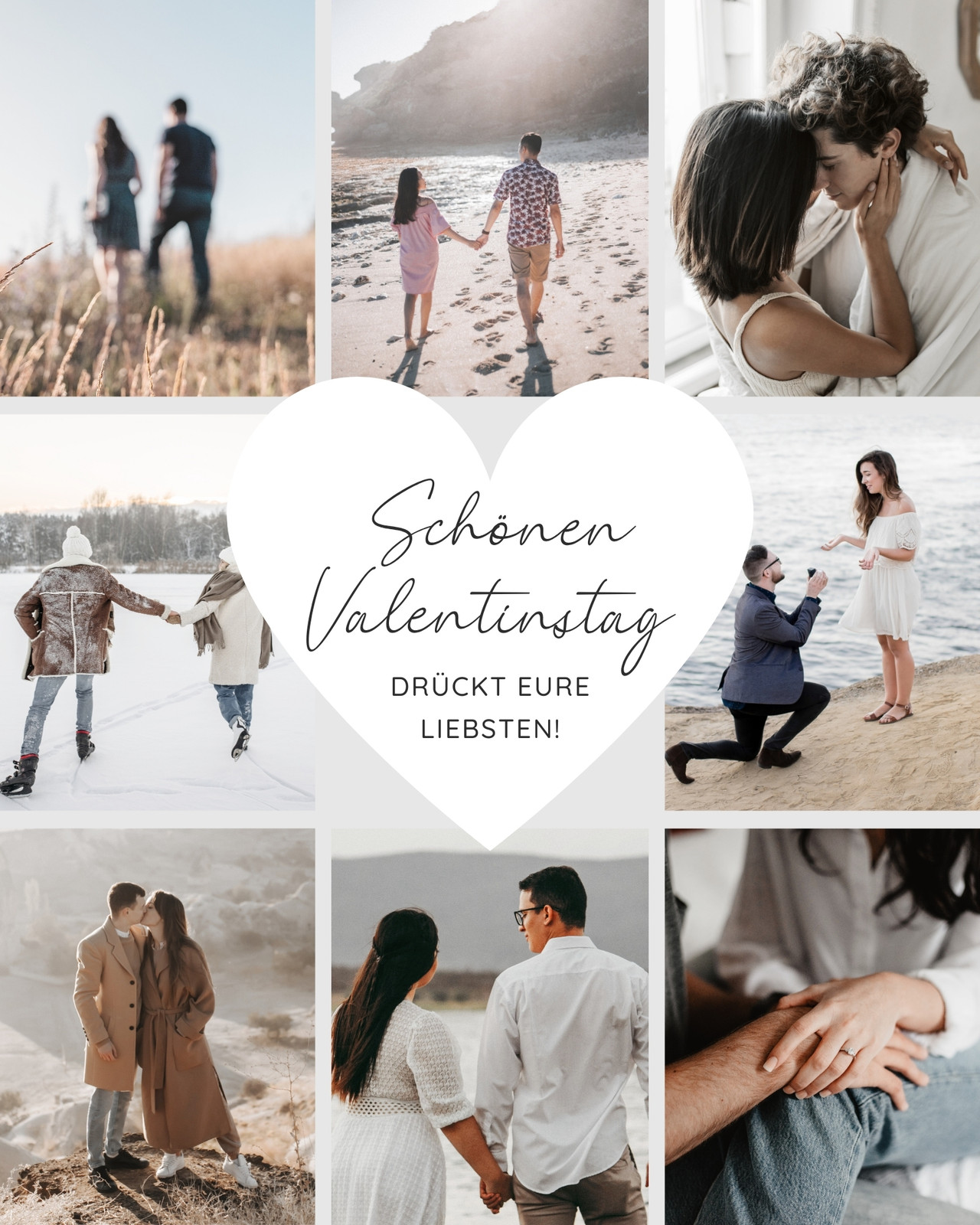 Weiß Beige Stilvoll Schlicht Einfach Collage Valentinstag Gruß Instagram Post