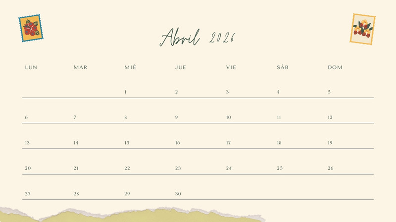 Calendarios de abril 2026 para imprimir | Canva