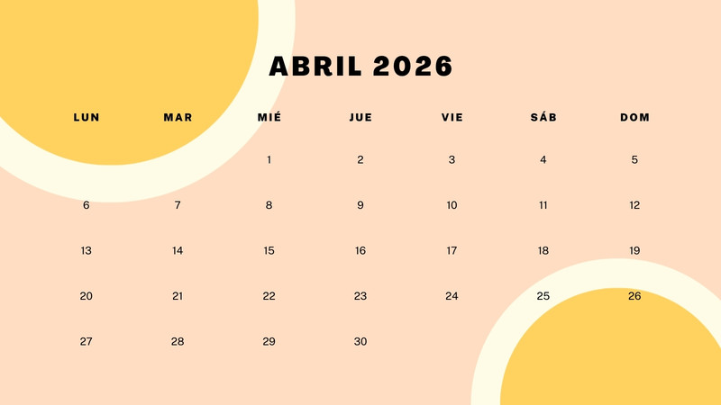 Calendarios de abril 2026 para imprimir | Canva