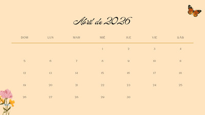 Calendarios de abril 2026 para imprimir | Canva
