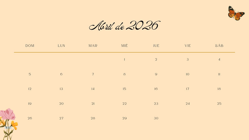 Calendarios de abril 2026 para imprimir | Canva