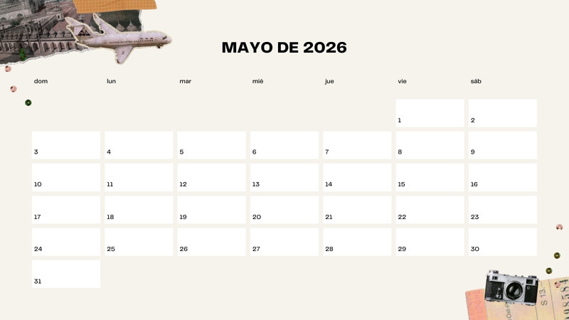 Calendarios de mayo 2026 para imprimir - Plantillas | Canva