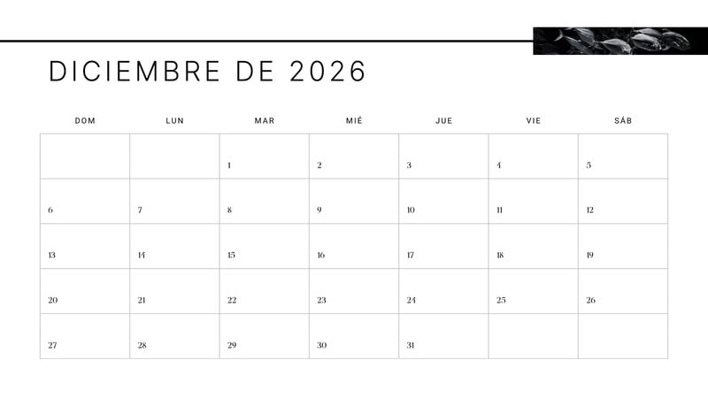 Calendarios de diciembre 2026 para imprimir - Plantillas | Canva