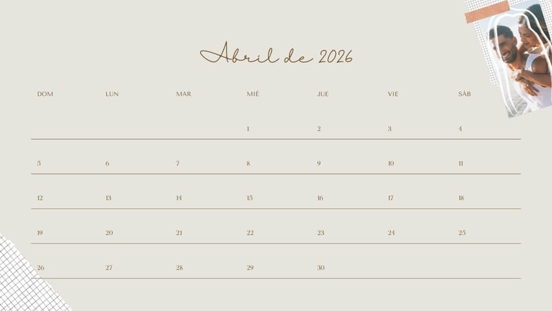 Calendarios de abril 2026 para imprimir | Canva