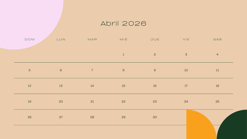 Calendarios de abril 2026 para imprimir | Canva
