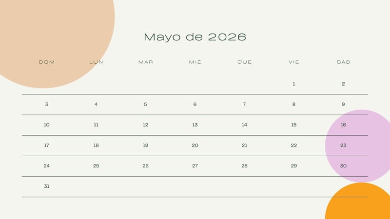 Calendarios de mayo 2026 para imprimir - Plantillas | Canva