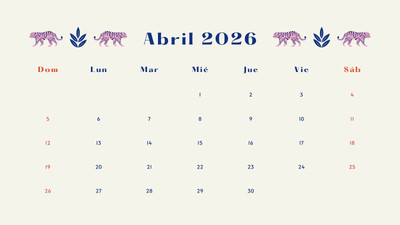 Calendarios de abril 2026 para imprimir | Canva