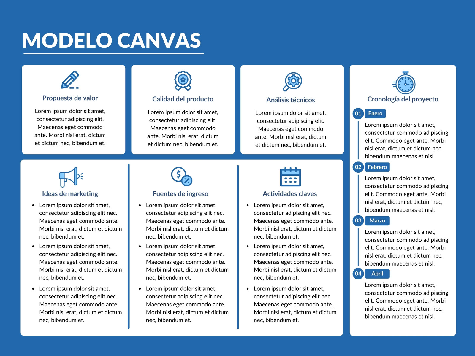 Grafico modelo canvas simple azul