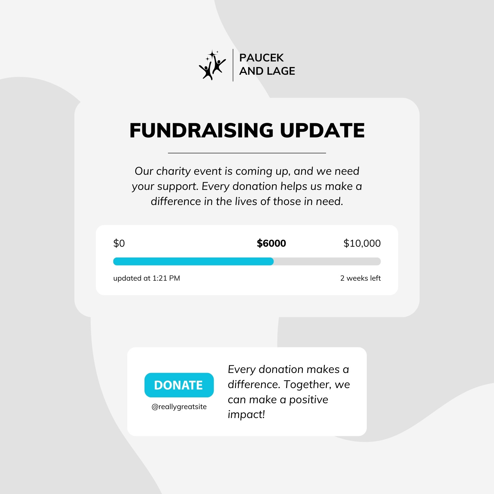 White and Grey Modern Minimalist Fundraising Update Charity Donation Instagram Post