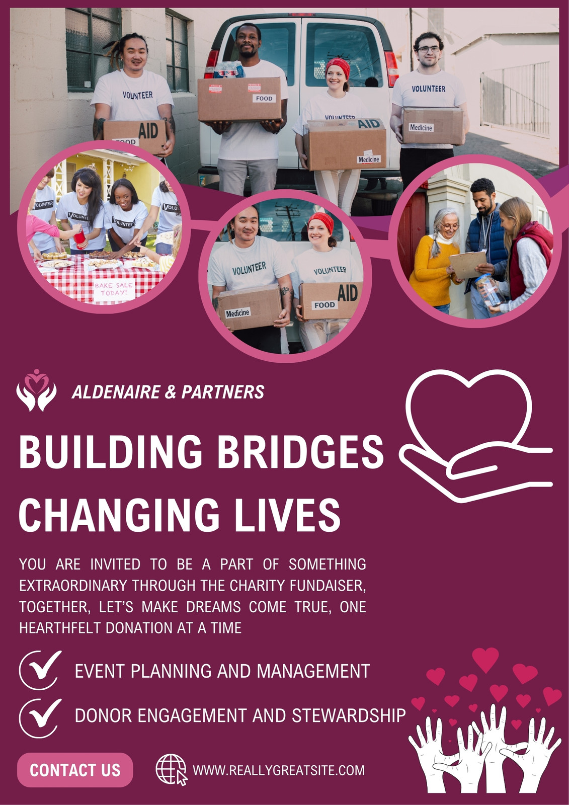 White and Pink Modern Fundraising Charity Poster