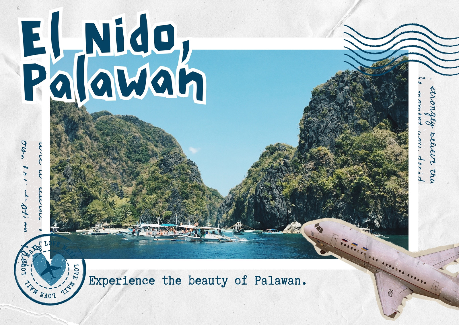 White and Blue Scrapbook Travel Philippines Postcard