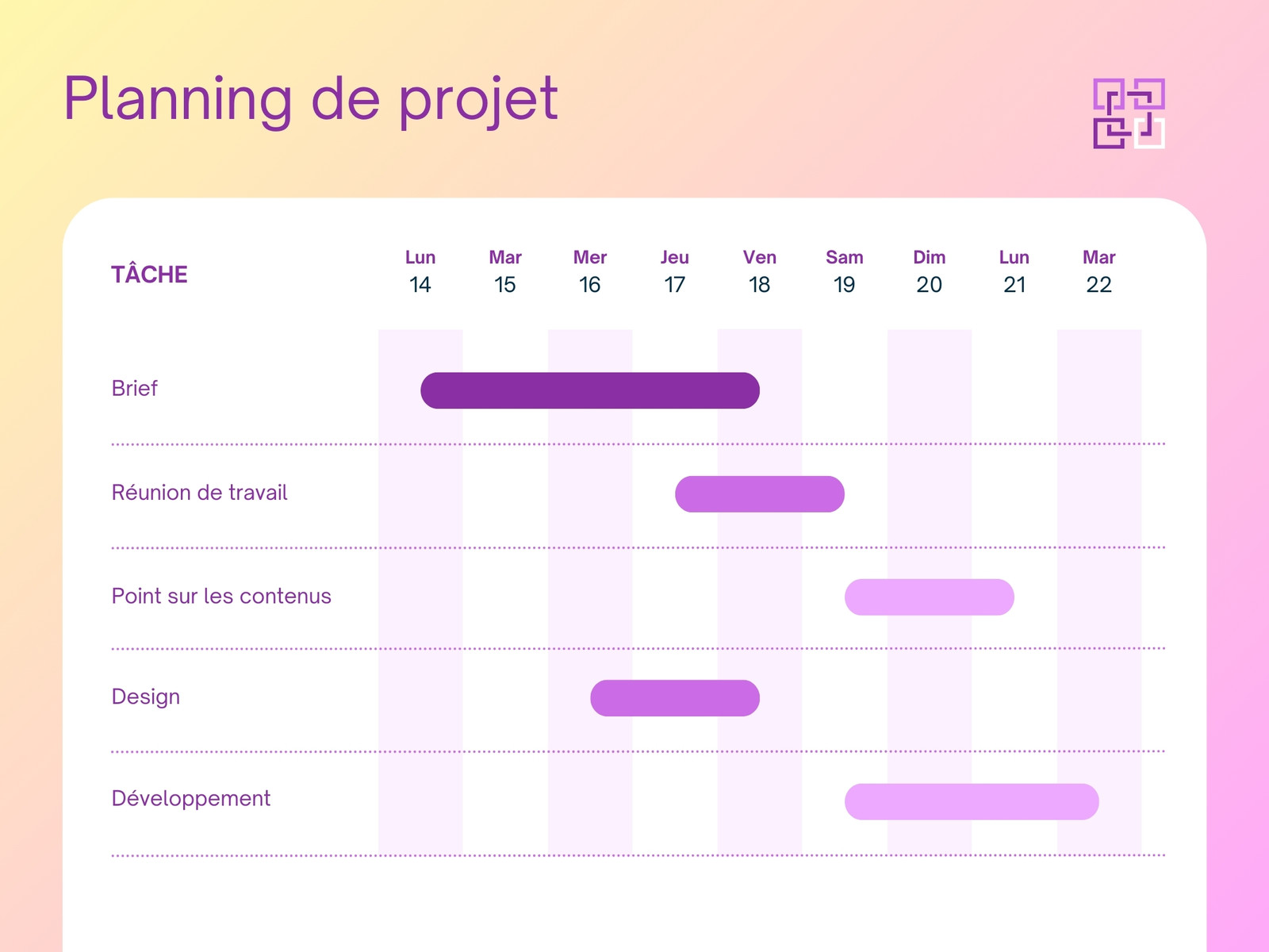 Timeline de Projet Moderne Dégradé