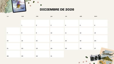 Calendarios de diciembre 2026 para imprimir - Plantillas | Canva