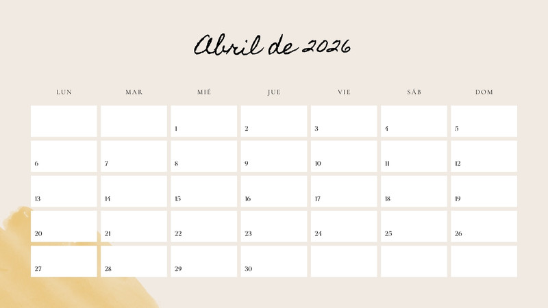 Calendarios de abril 2026 para imprimir | Canva