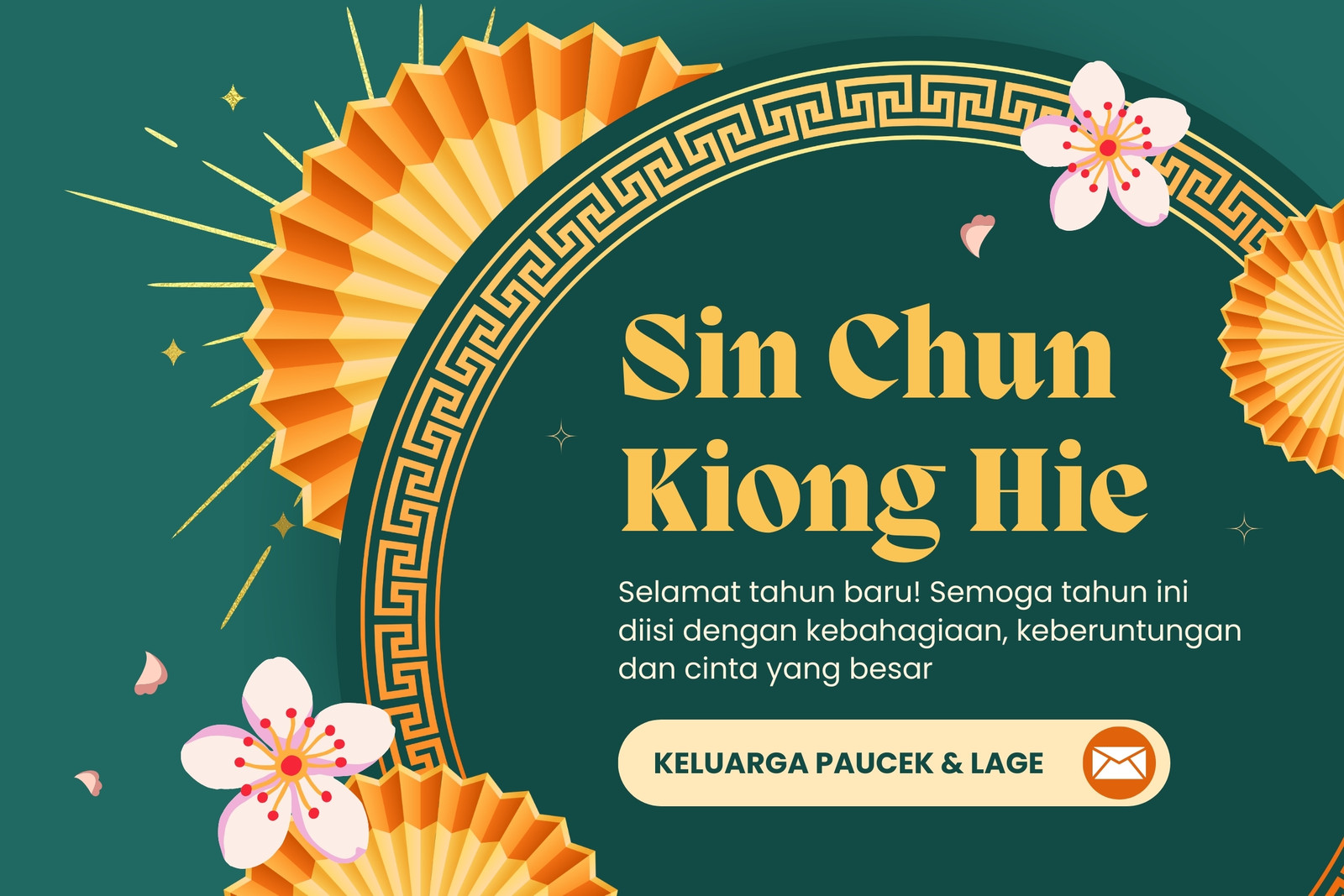 Kartu Ucapan Hari Imlek Kreatif Berwarna Hijau Dan Kuning