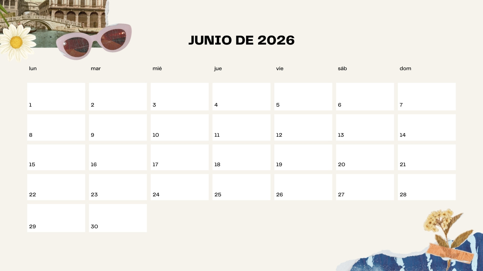 Calendarios de junio 2026 para imprimir - Plantillas | Canva