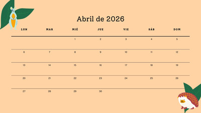 Calendarios de abril 2026 para imprimir | Canva
