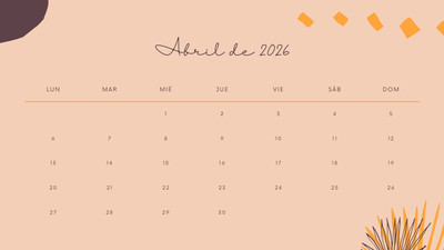 Calendarios de abril 2026 para imprimir | Canva
