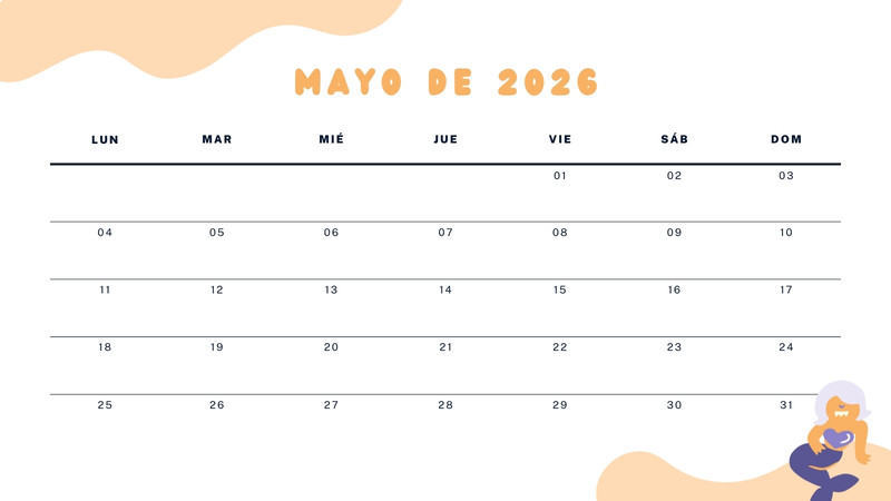 Calendarios de mayo 2026 para imprimir - Plantillas | Canva