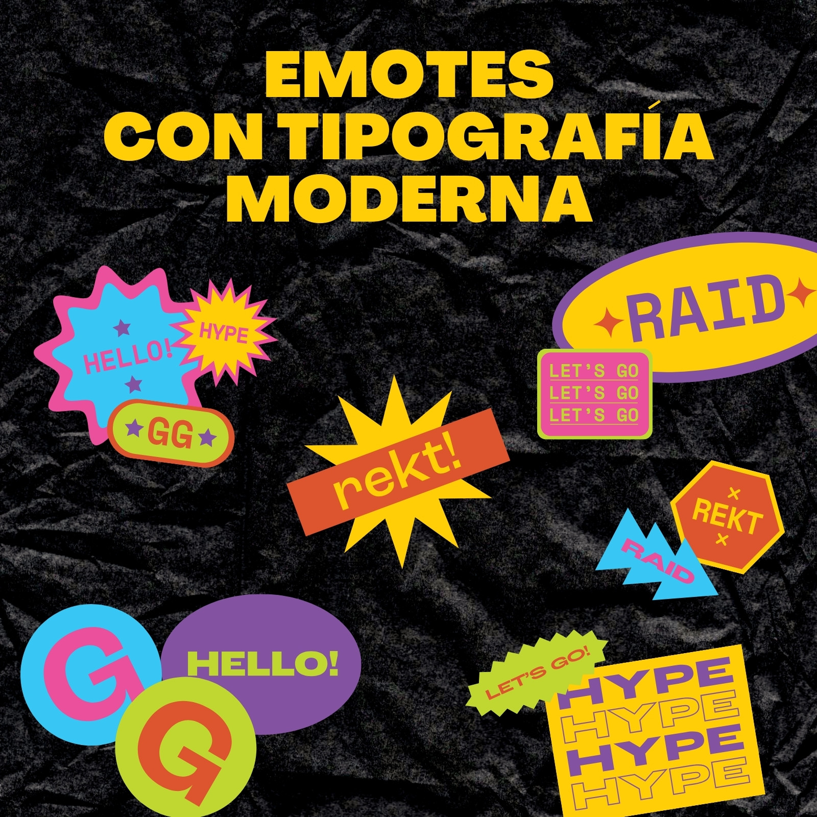 Emote con Tipografía Moderna en Negro Amarillo estilo Maximalista Colorido Emote con Tipografía Moderna en Negro Amarillo estilo Maximalista Colorido