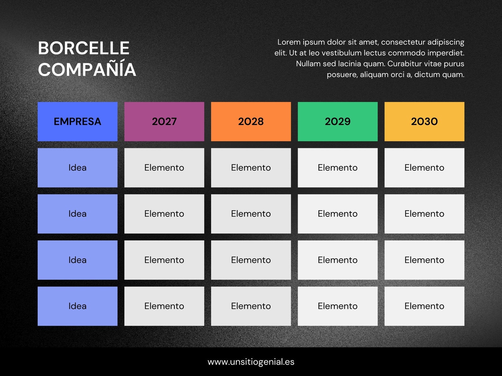 Gráfico Cuadro Comparativo Tabla Empresarial Corporativo Negro Colorido