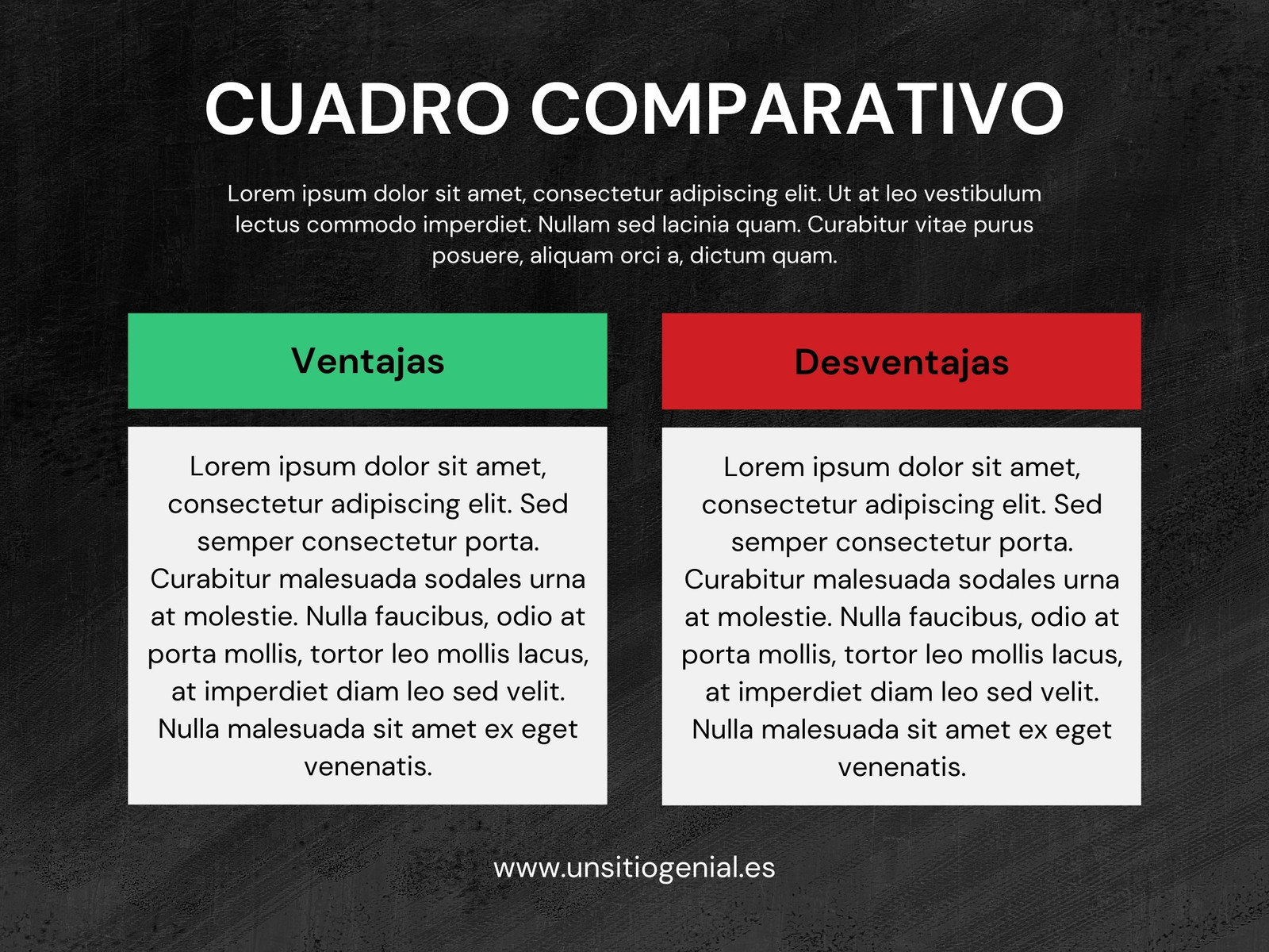 Gráfico Cuadro Comparativo Ventajas Corporativo Negro