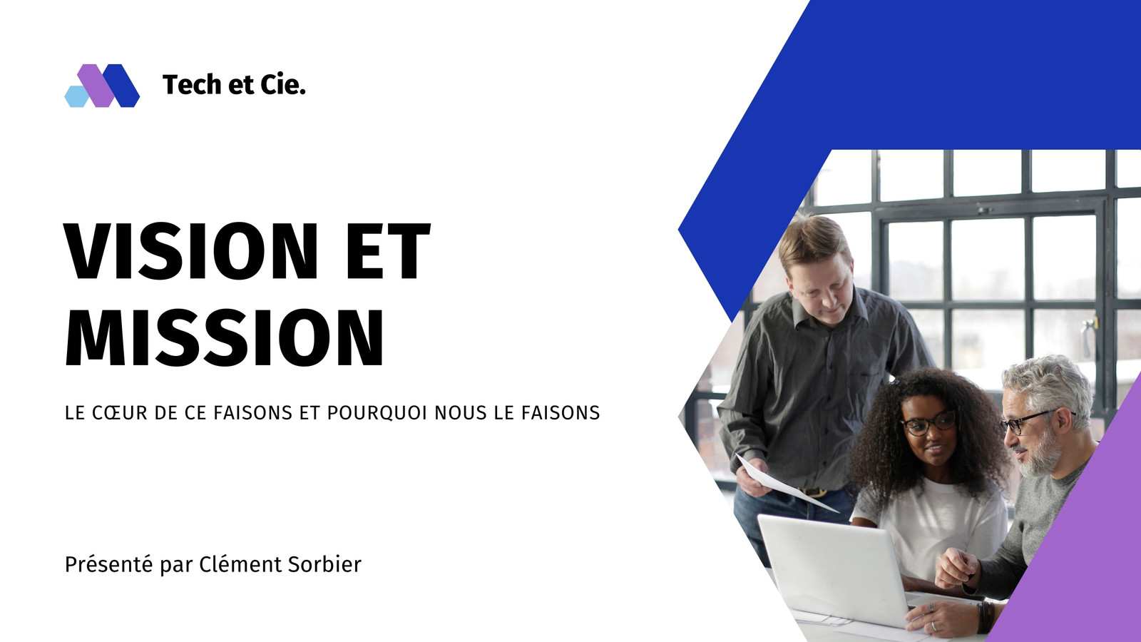 Bleu et Violet Décontracté Entreprise Vision Projet Entreprise Diaporama