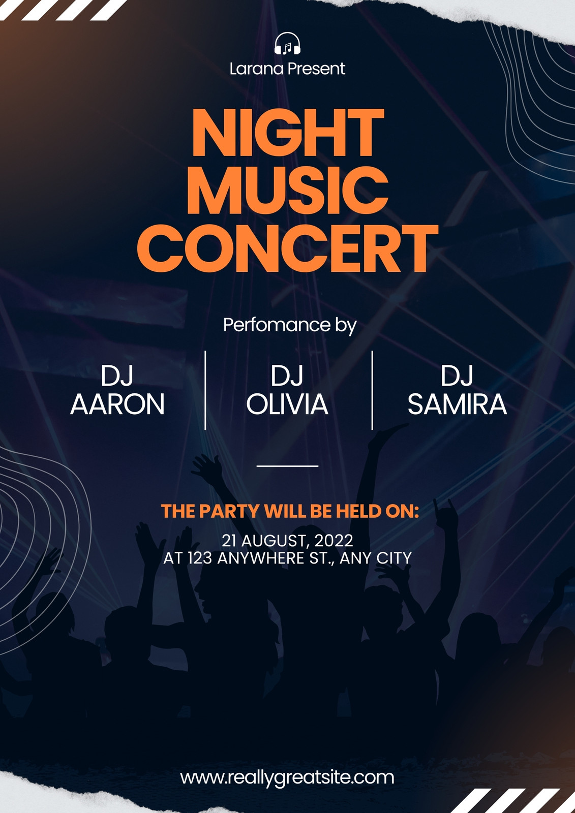 Blue And Orange Modern Illustrated Night Music Concert Flyer Blue And Orange Modern Illustrated Night Music Concert Flyer