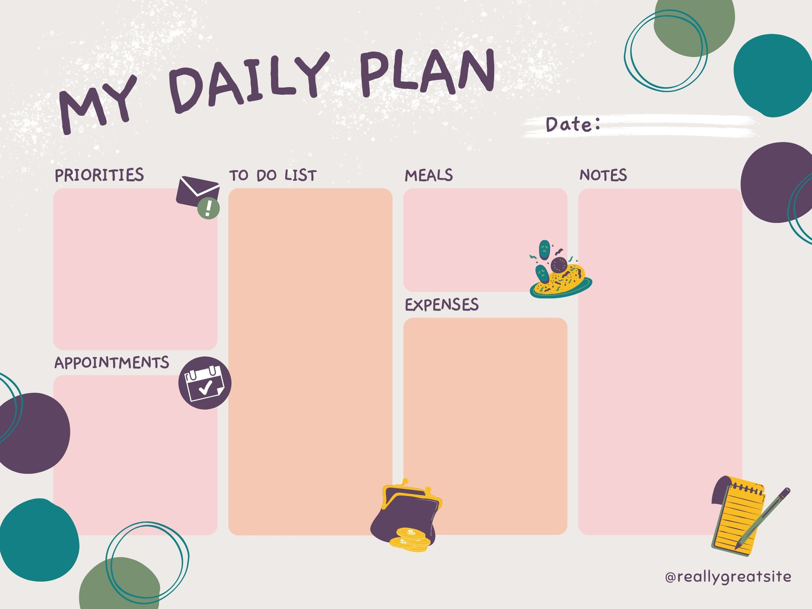 Pink Colorful Daily Plan Concept Graph
