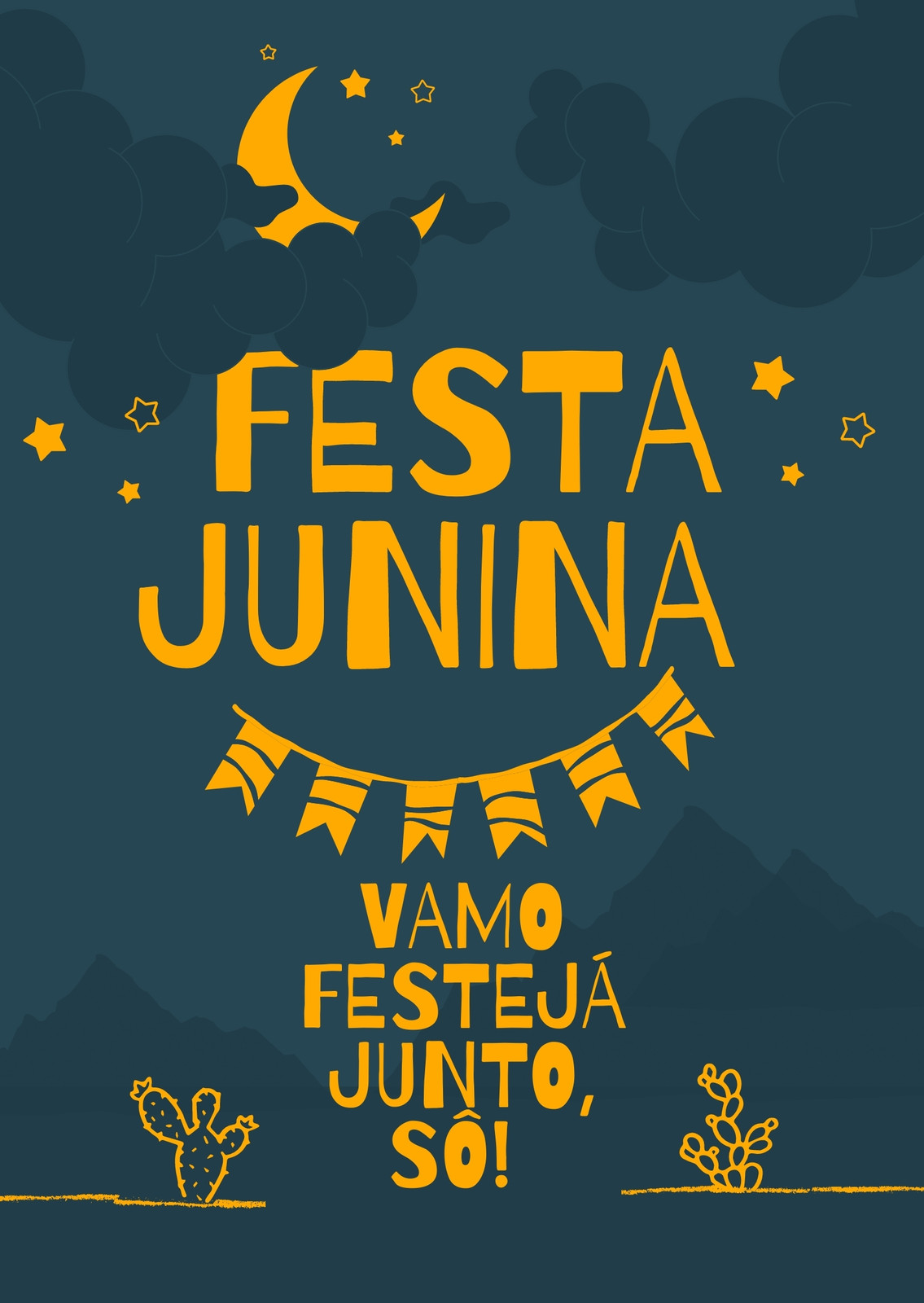 Festa junina convite verde laranja