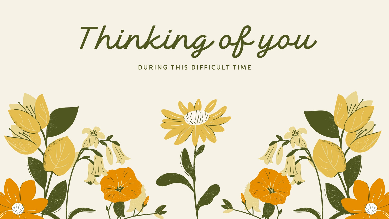 Beige Yellow Green Floral Illustrative Funeral Sympathy Group Greeting Card