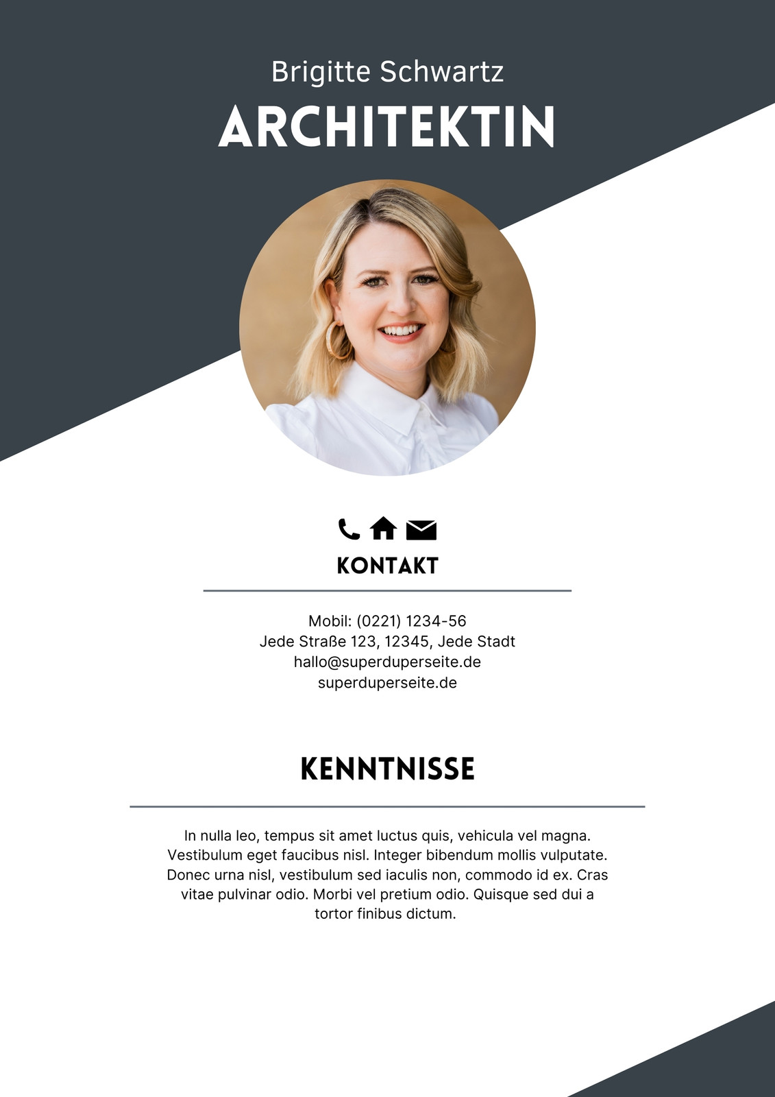 Weiß Dunkelgrau Seriös Schlicht Bewerbung Lebenslauf A4 Dokument 