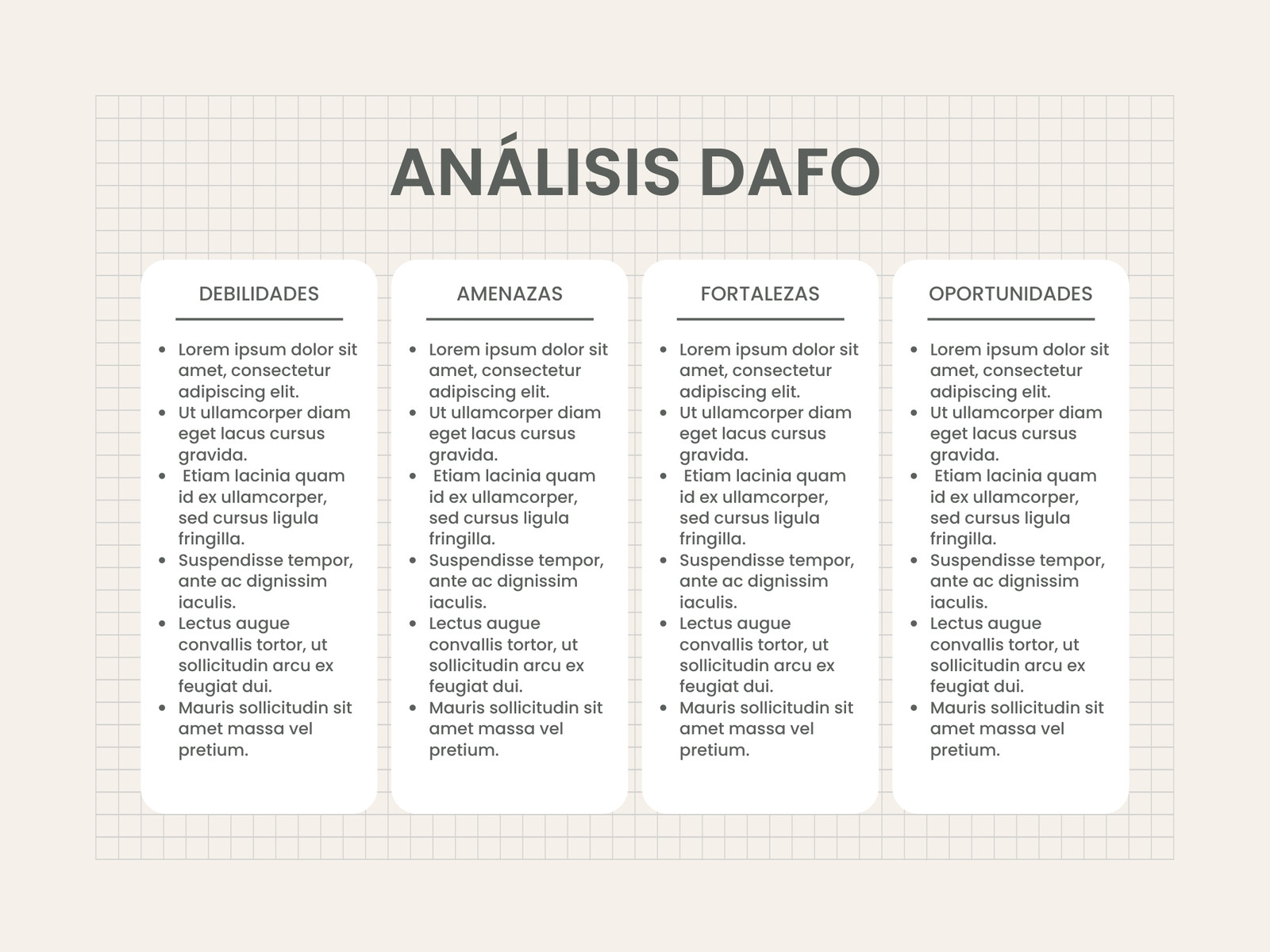 Gráfico Análisis DAFO FODA para imprimir Minimalista Beige