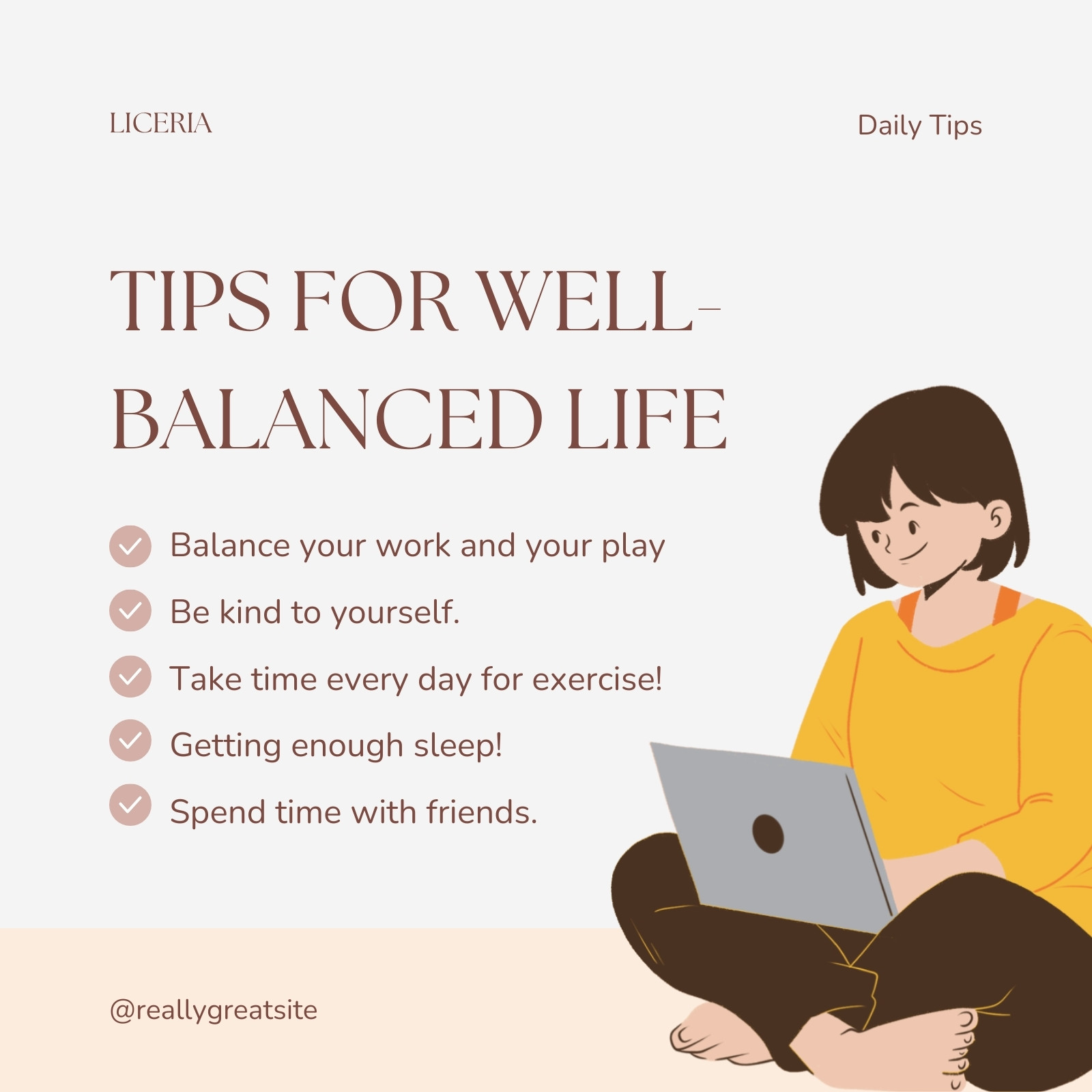 White Minimal Tips For Well-balanced Life Instagram Post