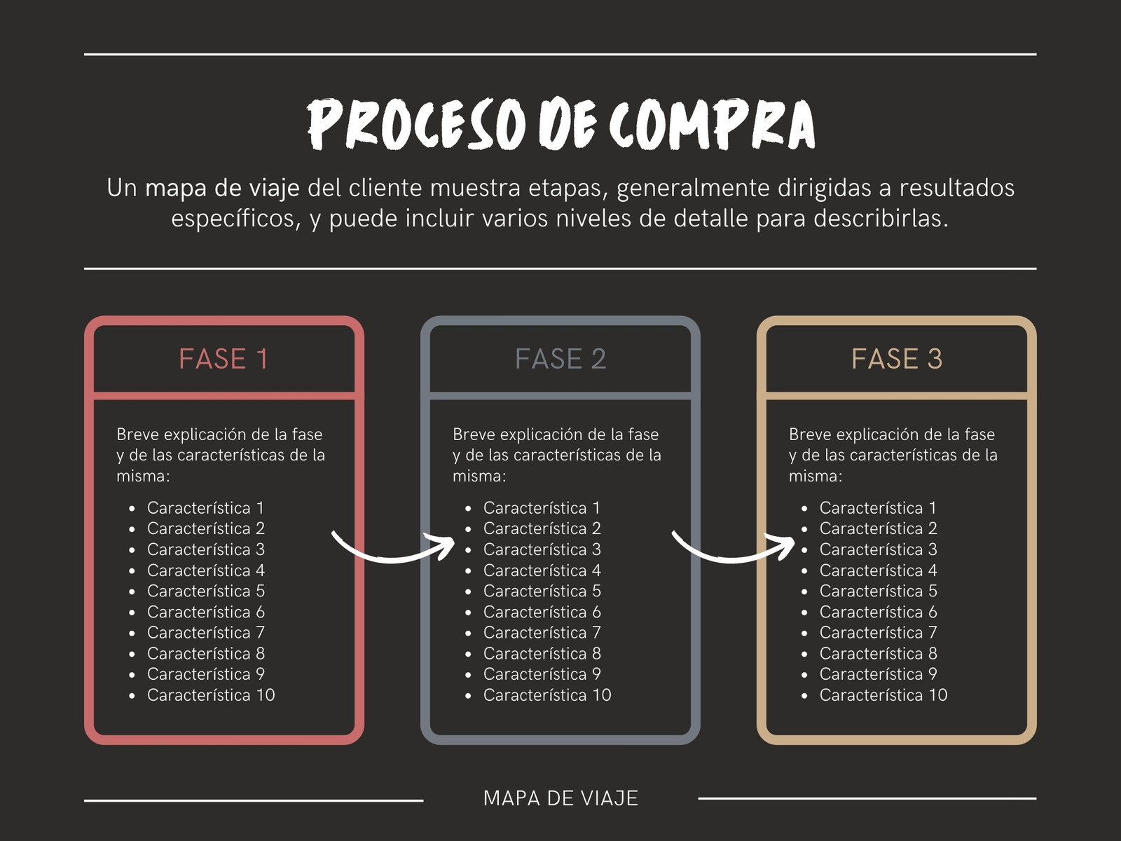 Gráfico Mapa de Viaje Journey Map Proceso por Fases Minimalista y Elegante Negro Blanco Marrón y Gris