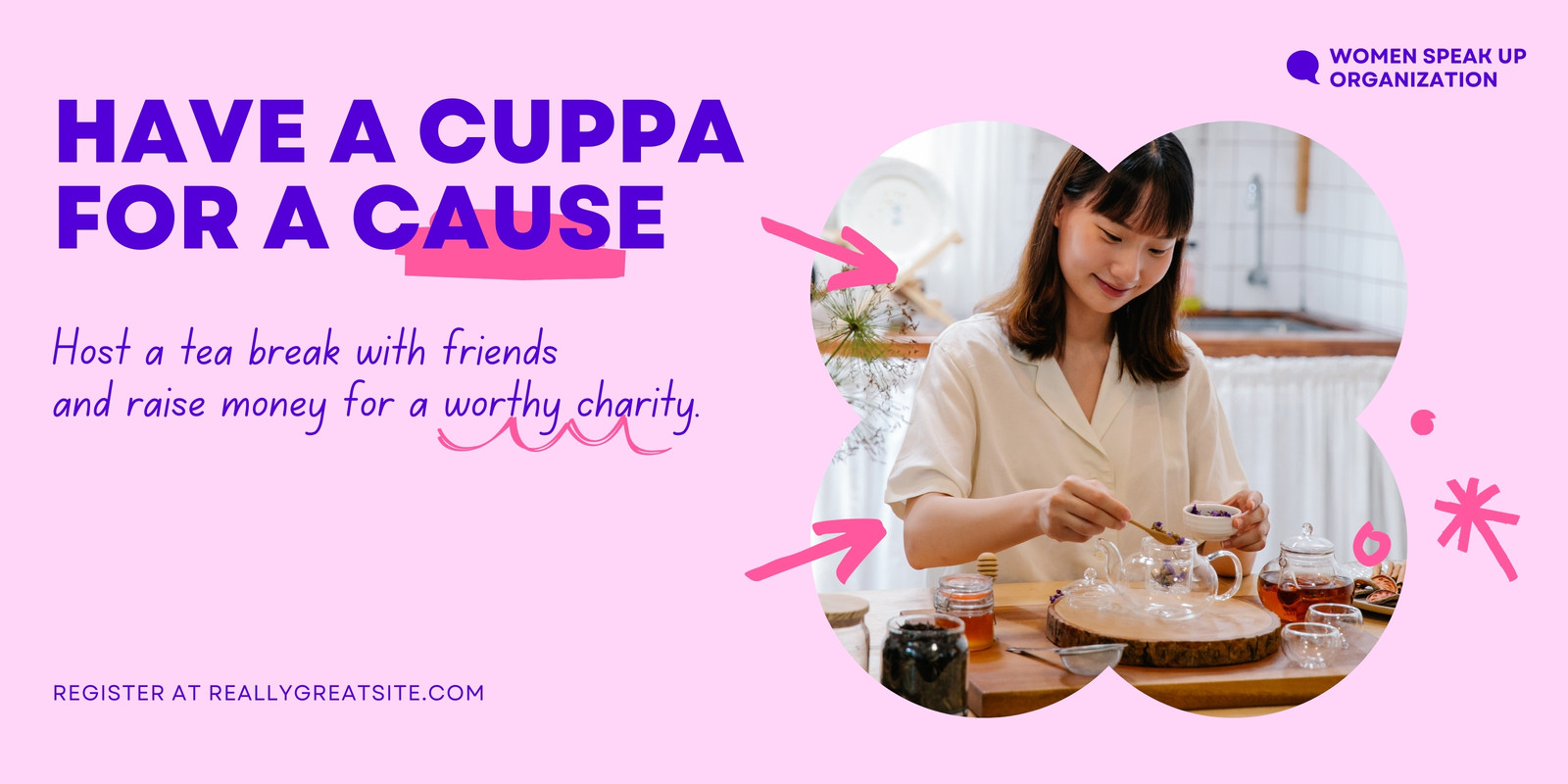 Light Pink Bright Purple Pink Expressive Shapes Event Promotion Banner