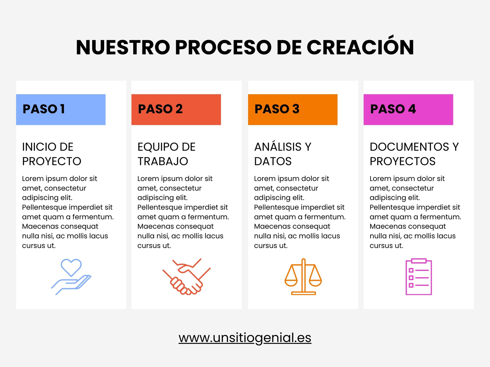 Gráfica Bloques Información Proceso Empresarial Sencillo Blanco Colorido