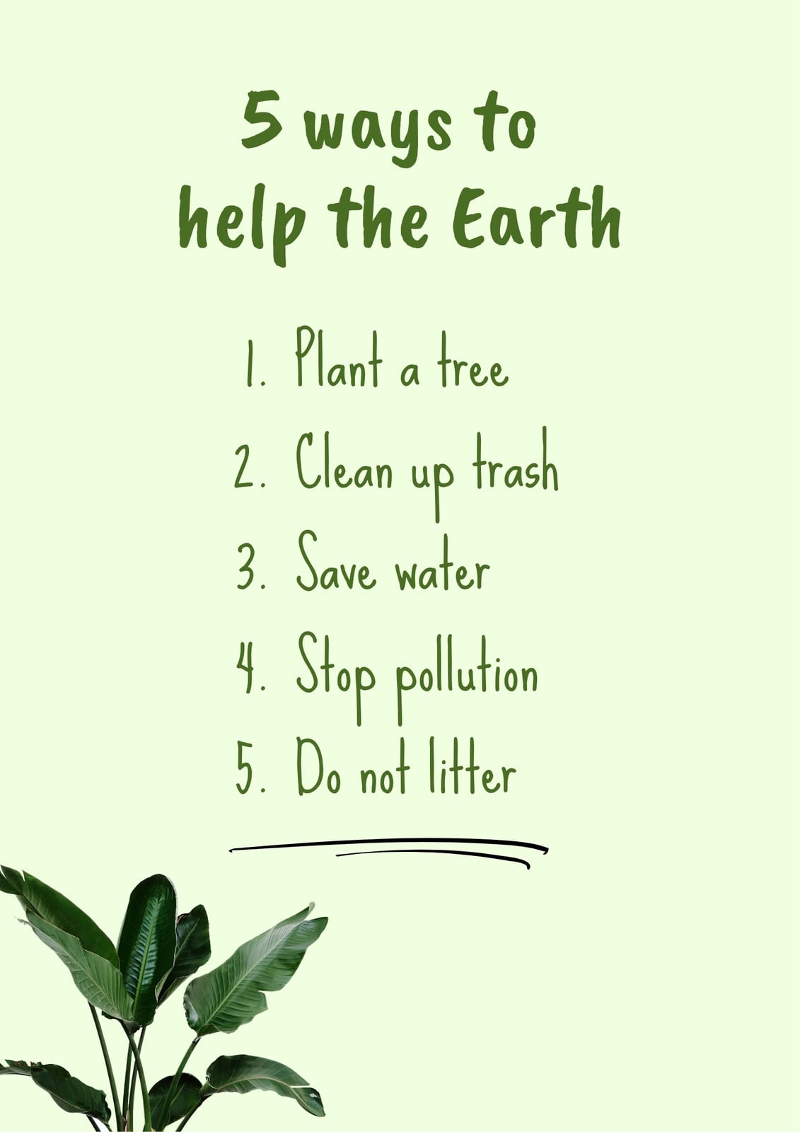 Light Green 5 Ways to help the Earth Poster (EK)