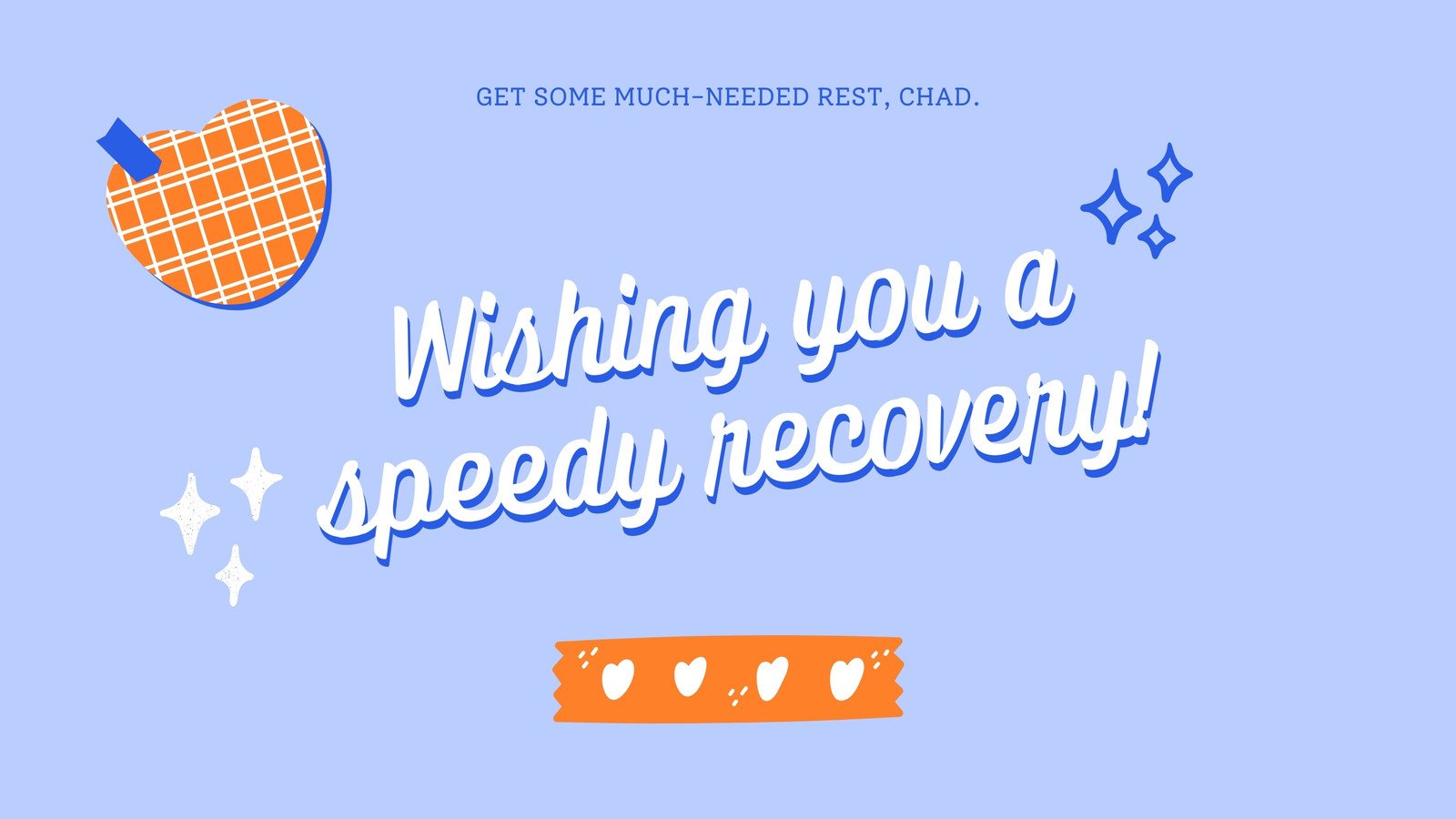 Pastel Blue Orange White Typographic Get Well Soon Sympathy Group Greeting Card