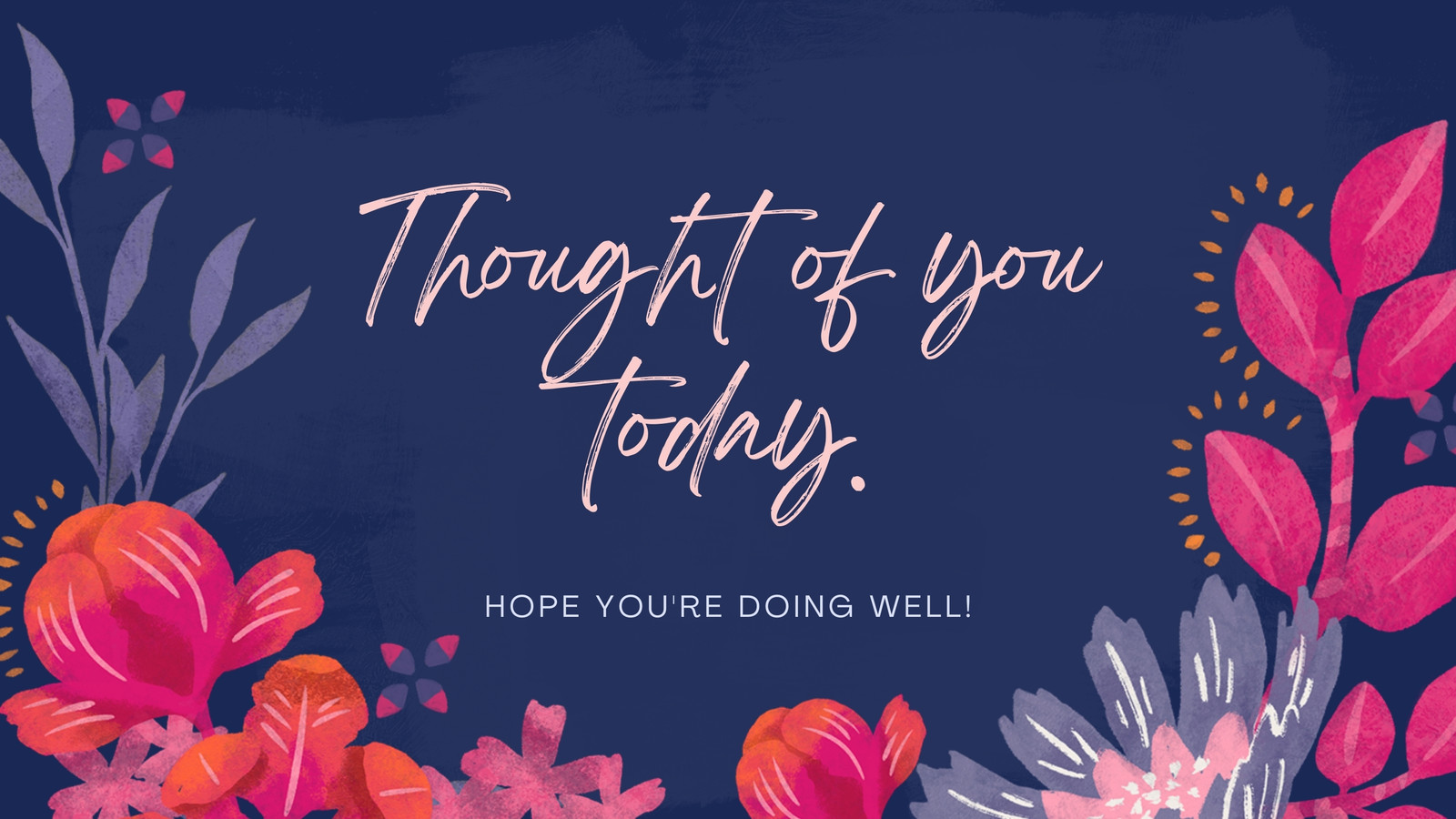 Indigo Mauve Magenta Floral Illustrative Thinking of You Sympathy Group Greeting Card