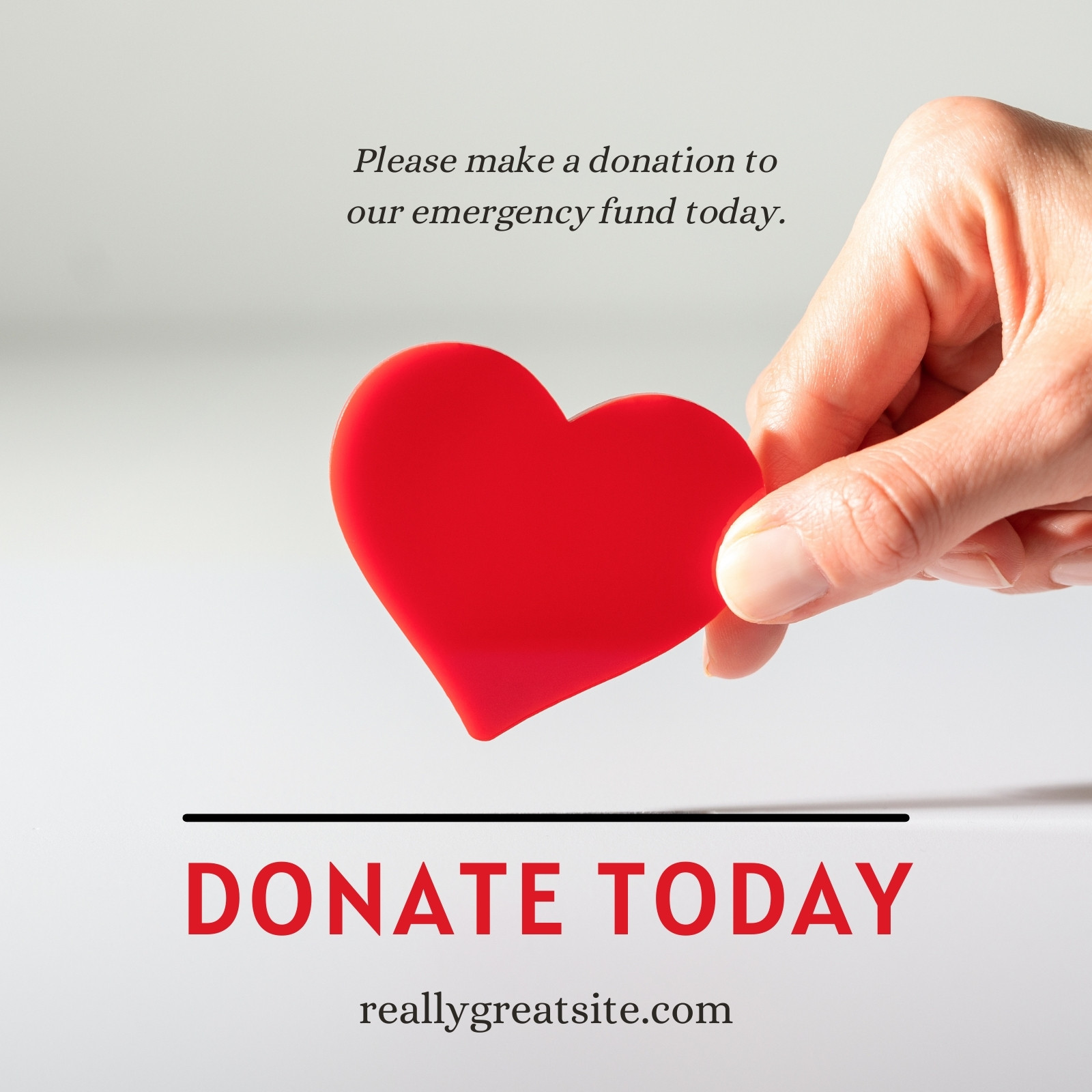 Donate today - Donation support Instagram post with a heart photo